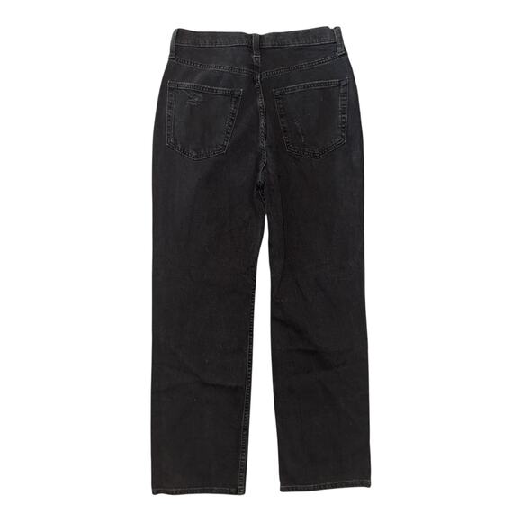 GAP ’90s Loose High Rise Black Distressed Straight Leg Jeans Size 28 - Picture 3 of 7